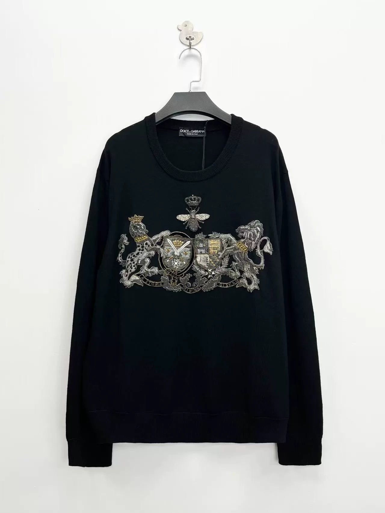 Dolce&Gabbana Black Embellished Crown Sweater