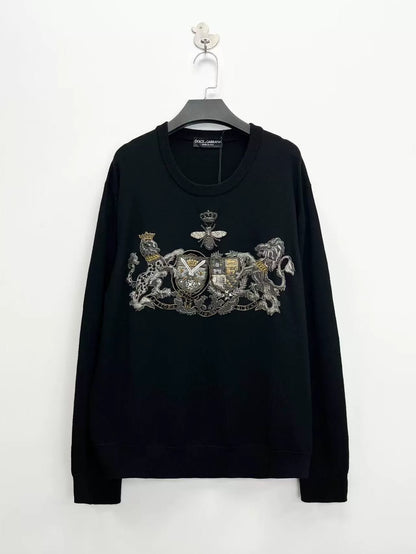 Dolce&Gabbana Black Embellished Crown Sweater