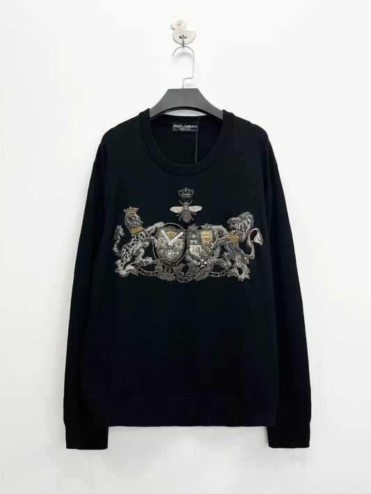 Dolce&Gabbana Black Embellished Crown Sweater