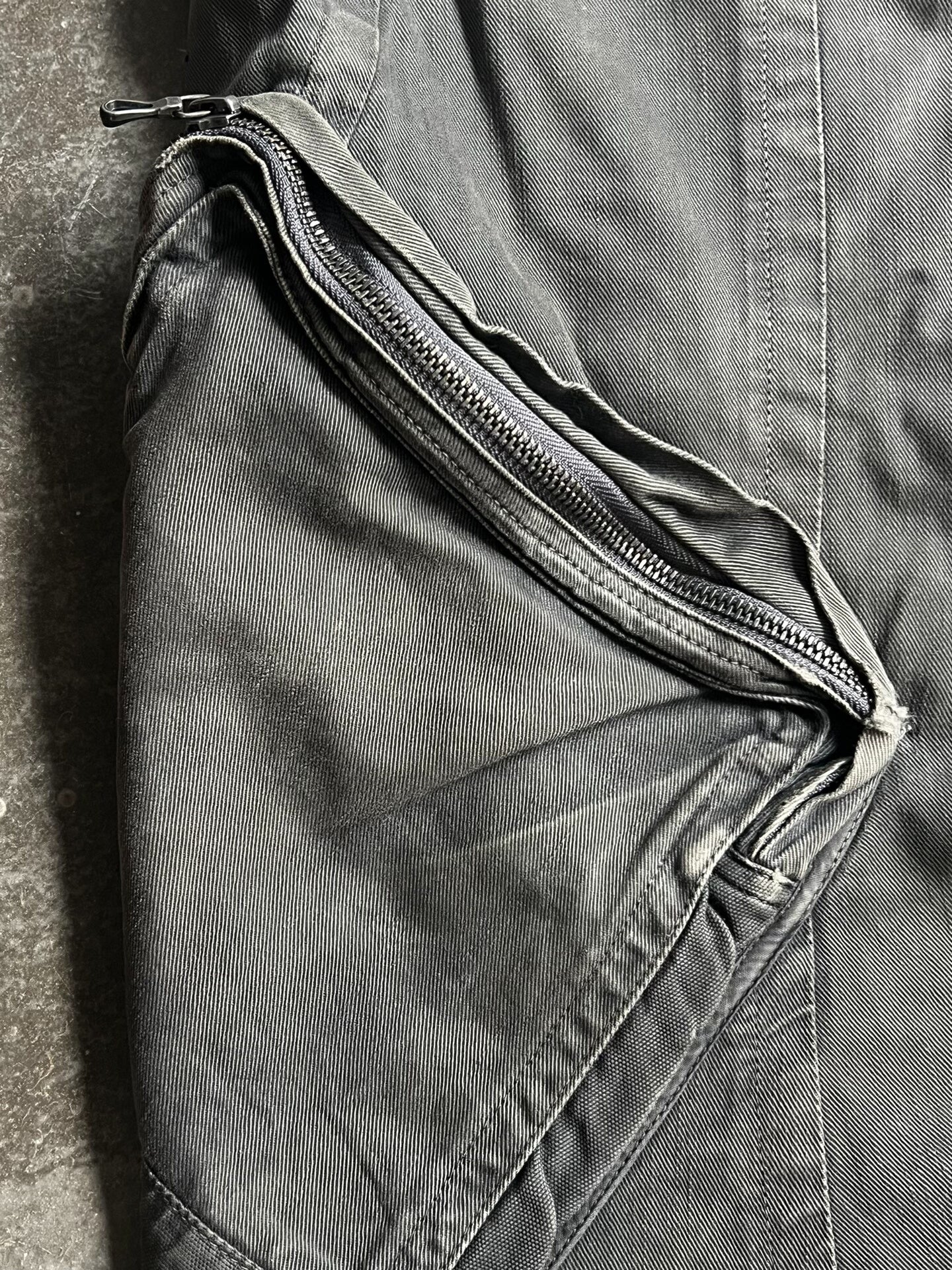 distressed gray tactical cargo pants
