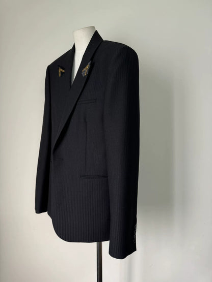 Saint Laurent Black Pinstriped Blazer