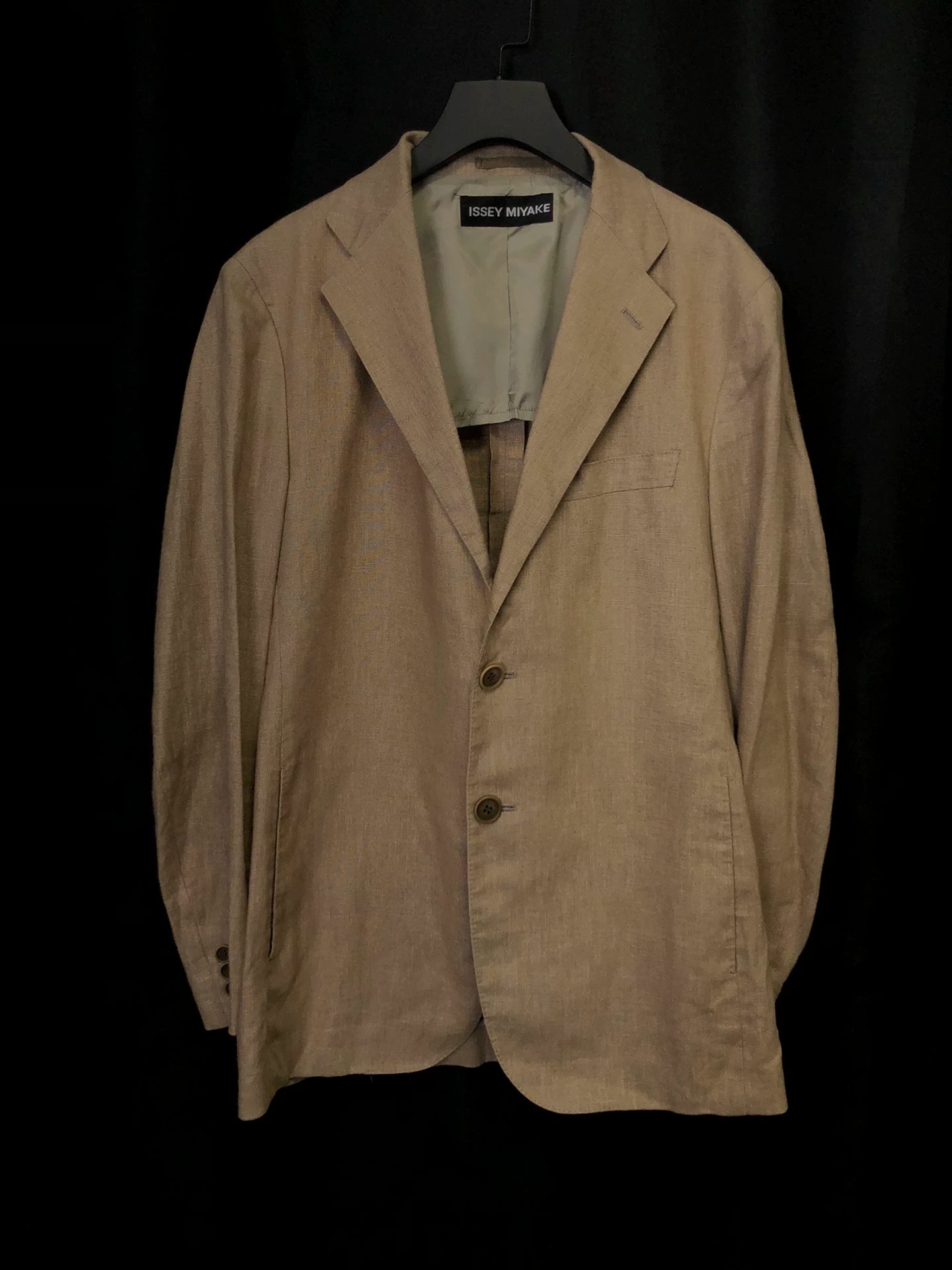 issey miyake 80s linen jacket in beige