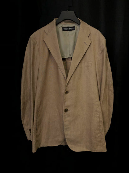 issey miyake 80s linen jacket in beige