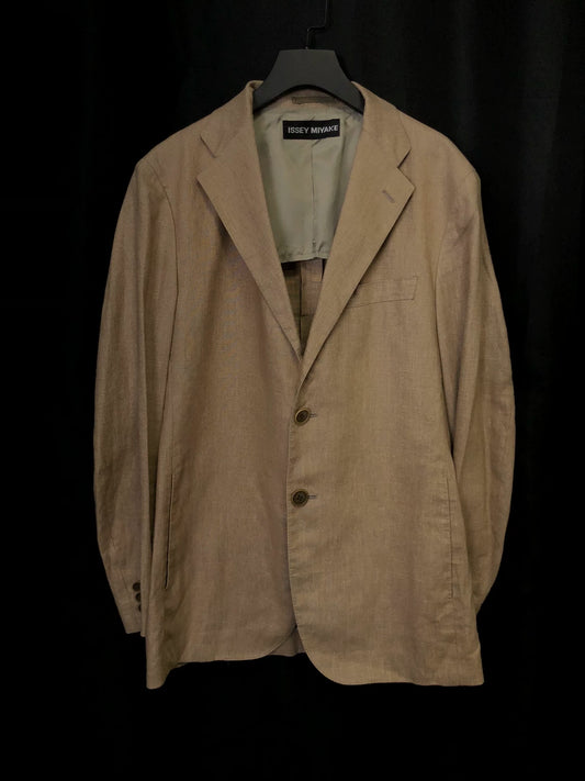 issey miyake 80s linen jacket in beige