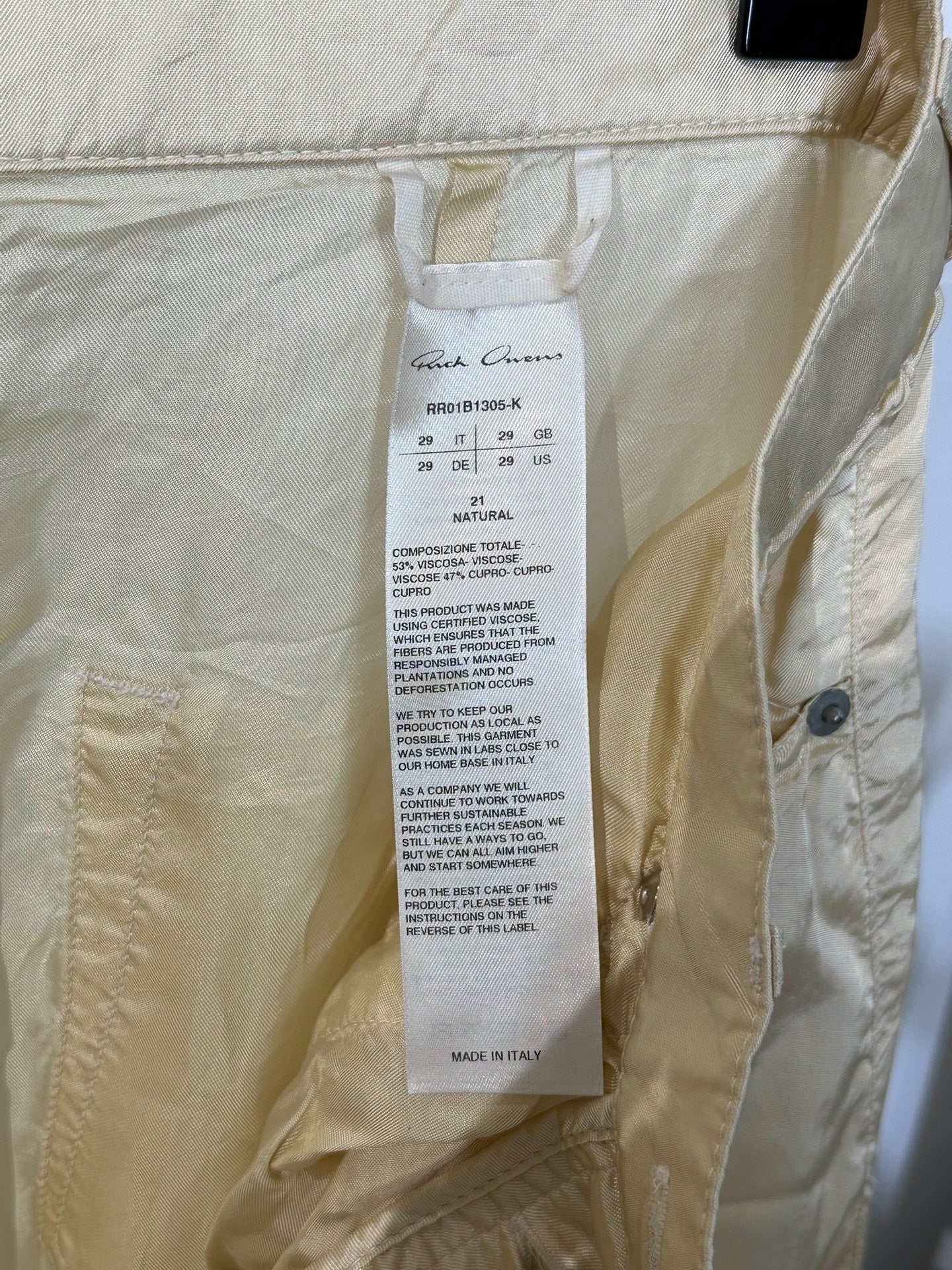 Rick Owens Beige Silk Satin Wide-Leg Pants