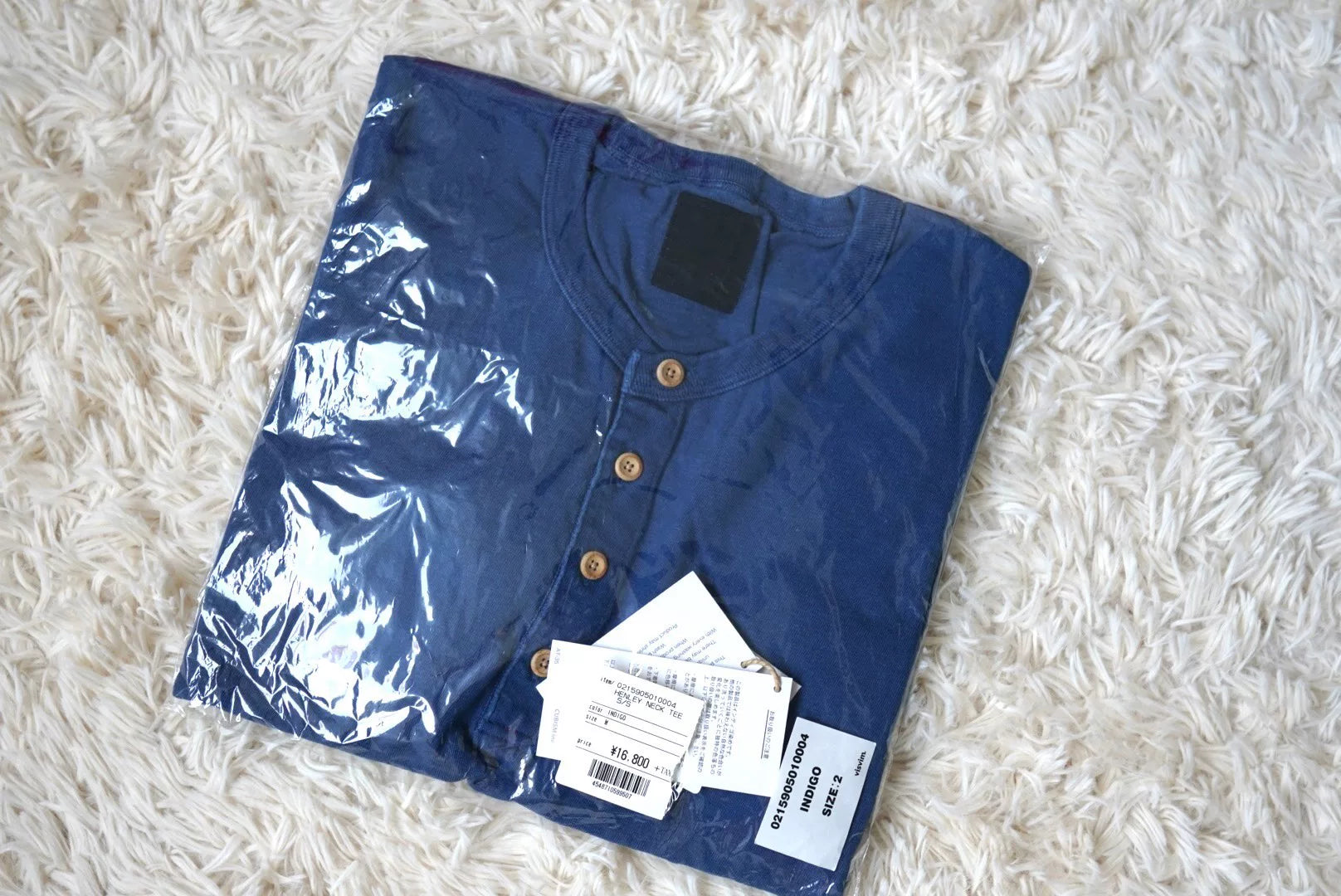 visvim henley neck indigo tee