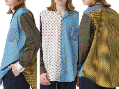 BEAMS PLUS Oversized Patchwork Retro Shirt