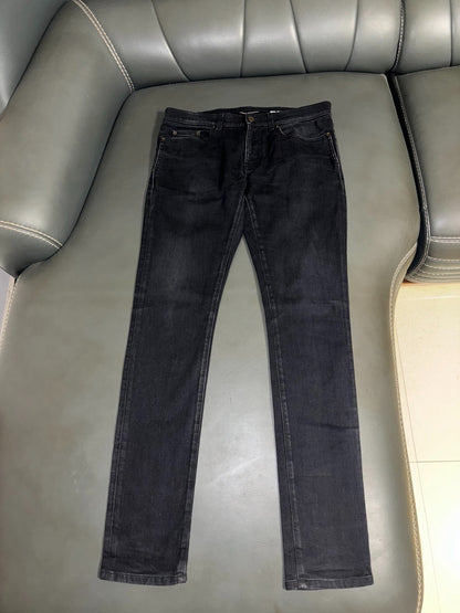 Saint Laurent Black Gray Vintage Denim Pants