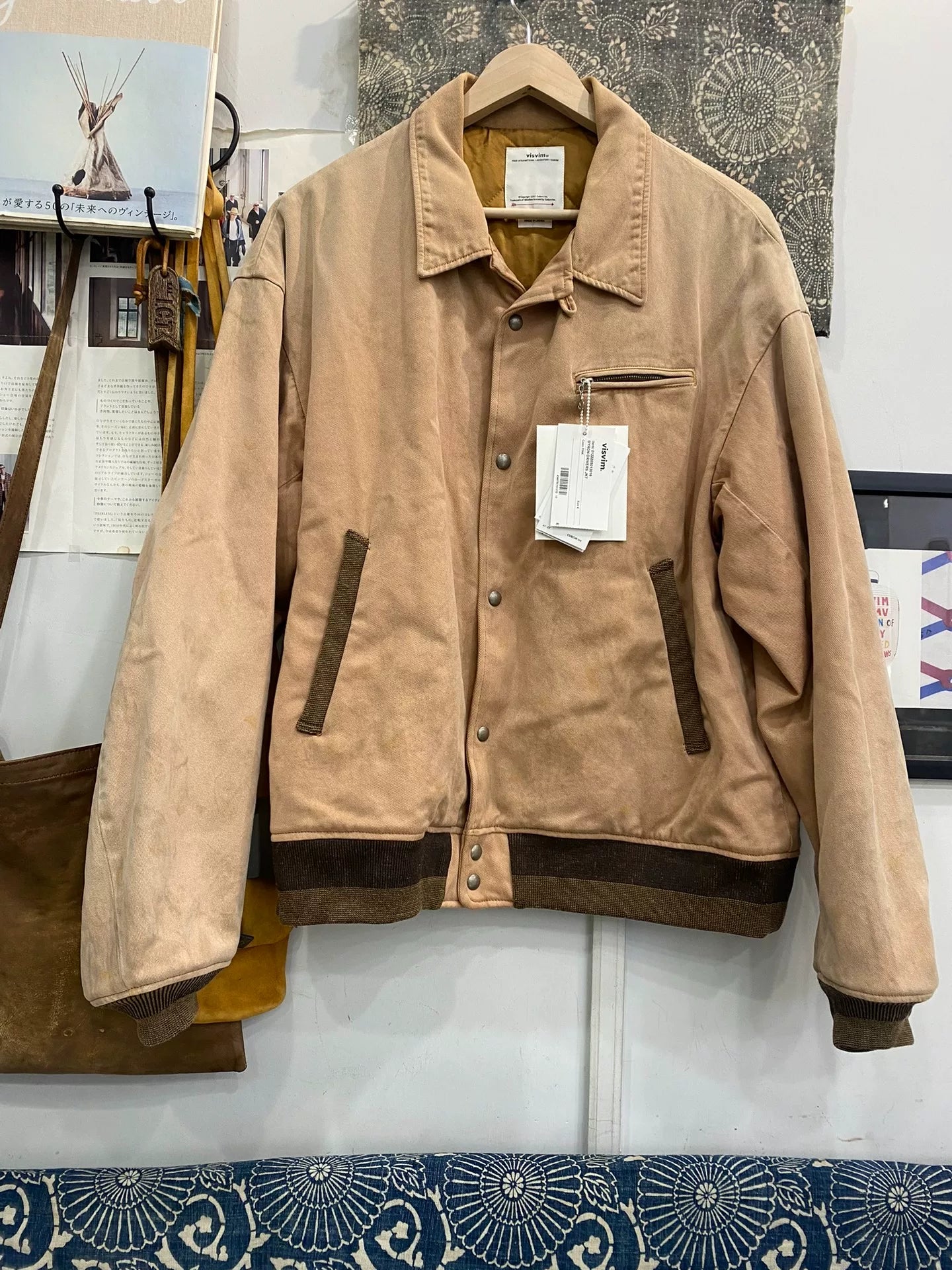 visvim byron drivers jacket in pink