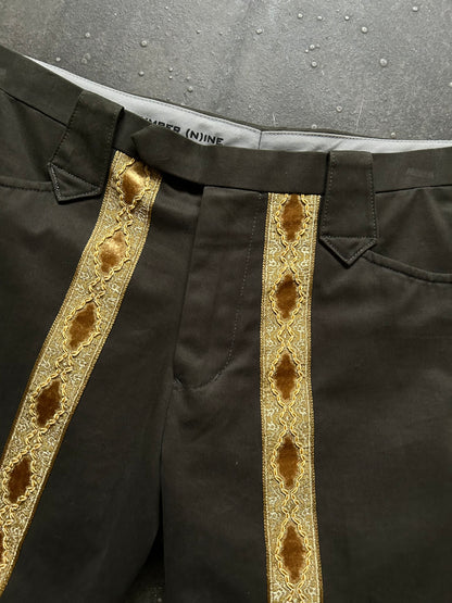 embroidered shorts with gold trim