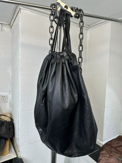 yohji yamamoto leather drawstring bag