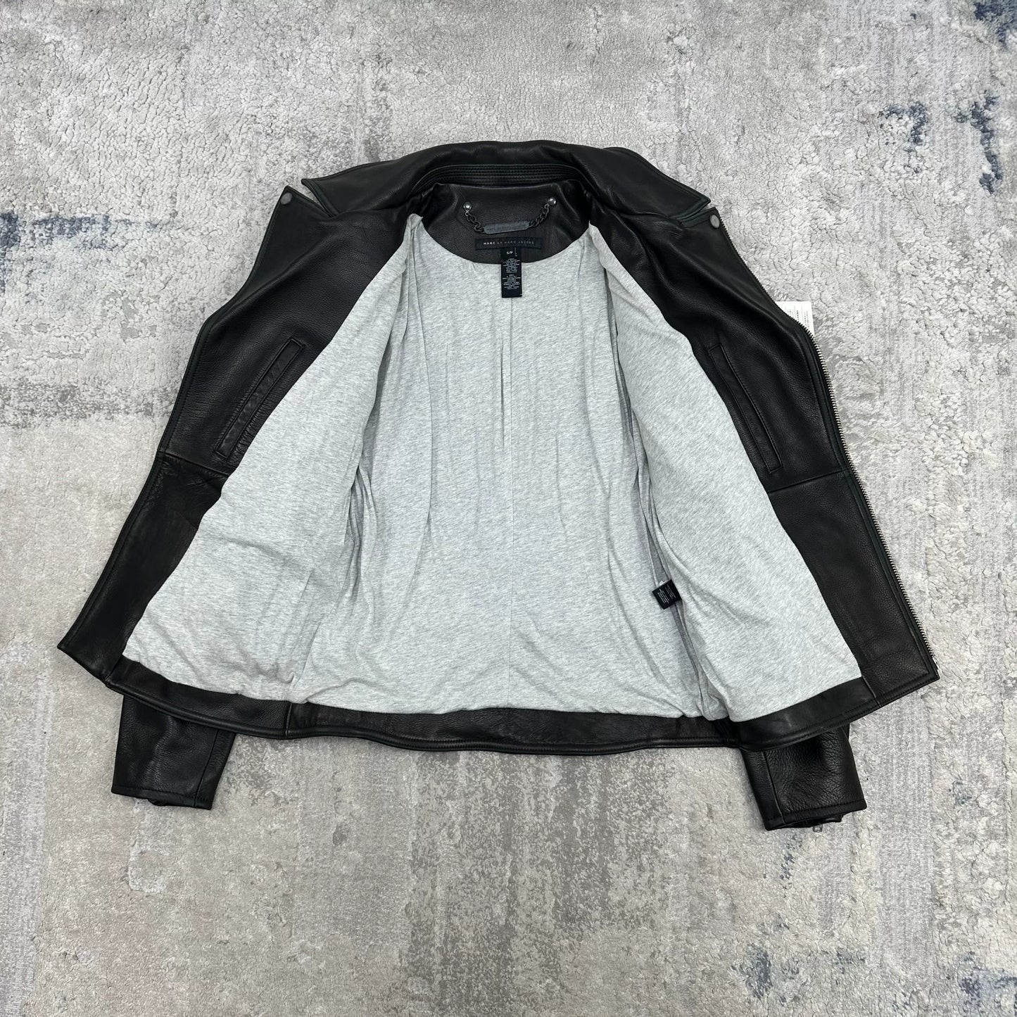 black leather biker jacket by marc jacobs