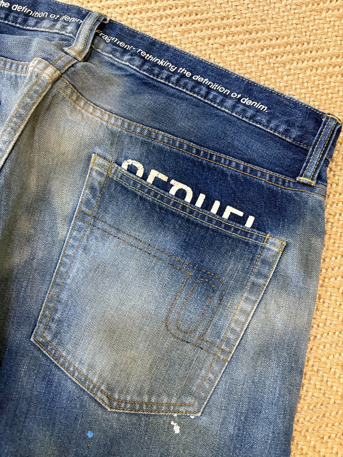 distressed blue starry denim pants