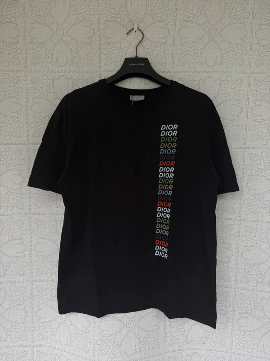 dior rainbow logo print short sleeve shirt