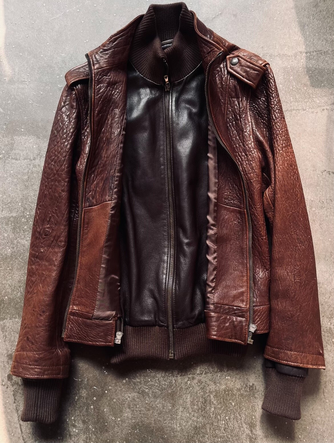 dolce gabbana double-layer leather motorcycle jacket