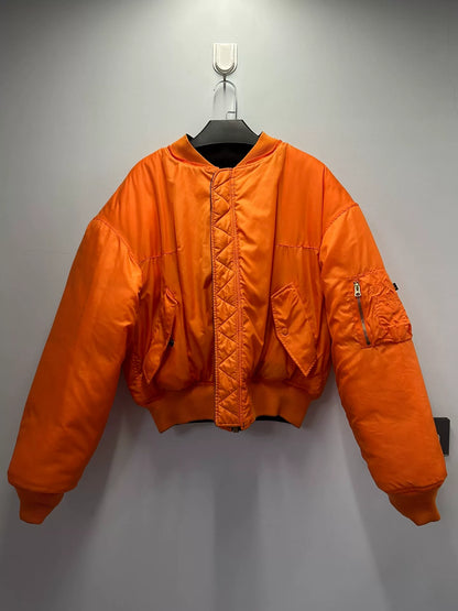 reversible black and orange bomber jacket