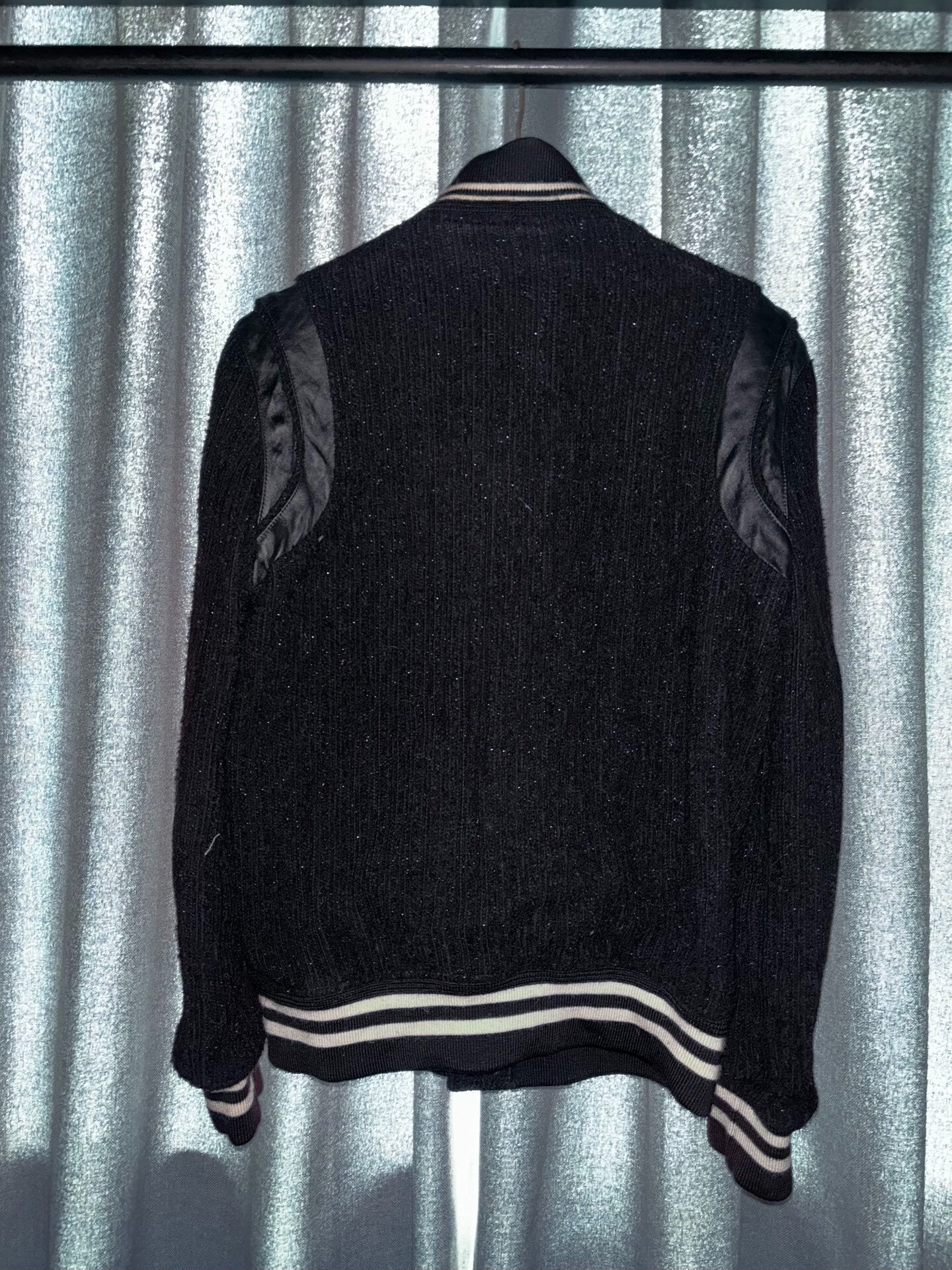 Saint Laurent Black Sparkle Baseball Jacket