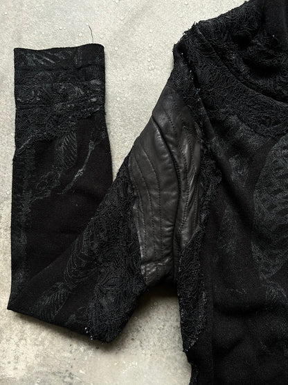 stylish black printed long sleeve top