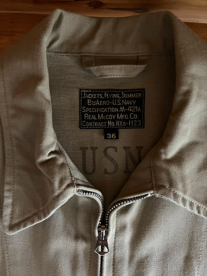 real mccoy's type m-421a khaki flight jacket