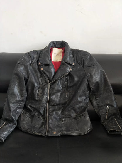 Ralph Lauren Distressed Waxed Canvas Biker Jacket