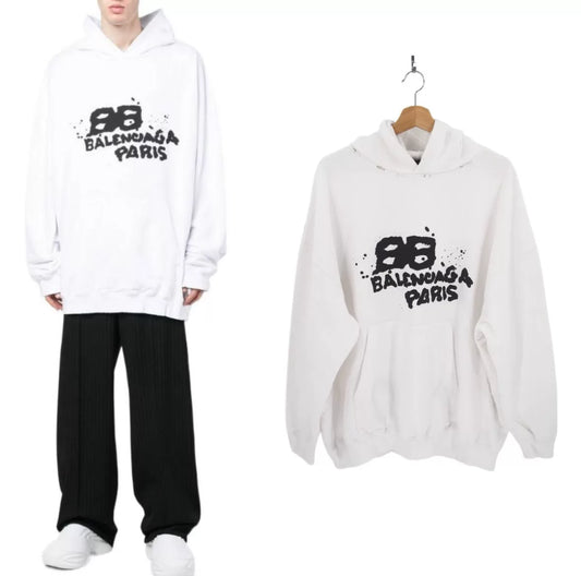 balenciaga hand drawn logo oversized hoodie