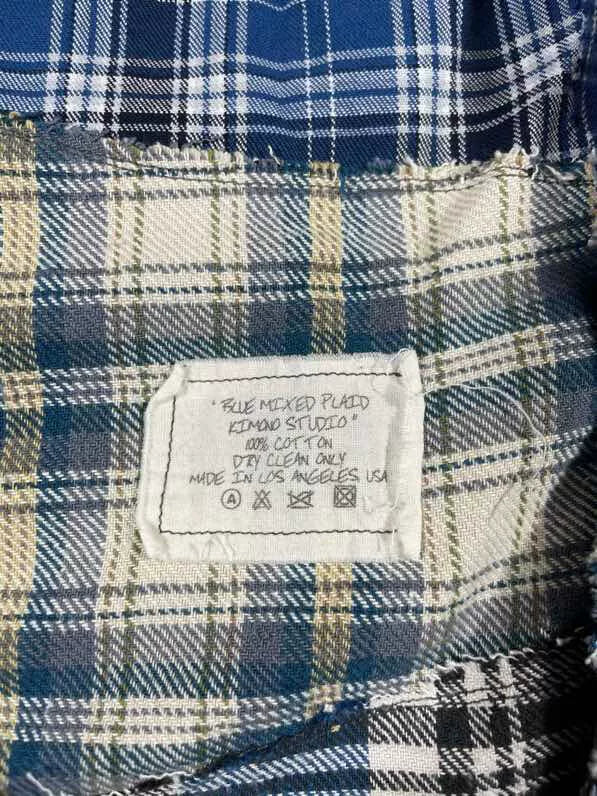 greg lauren patchwork robe with denim accents