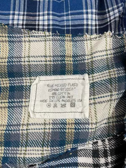 greg lauren patchwork robe with denim accents