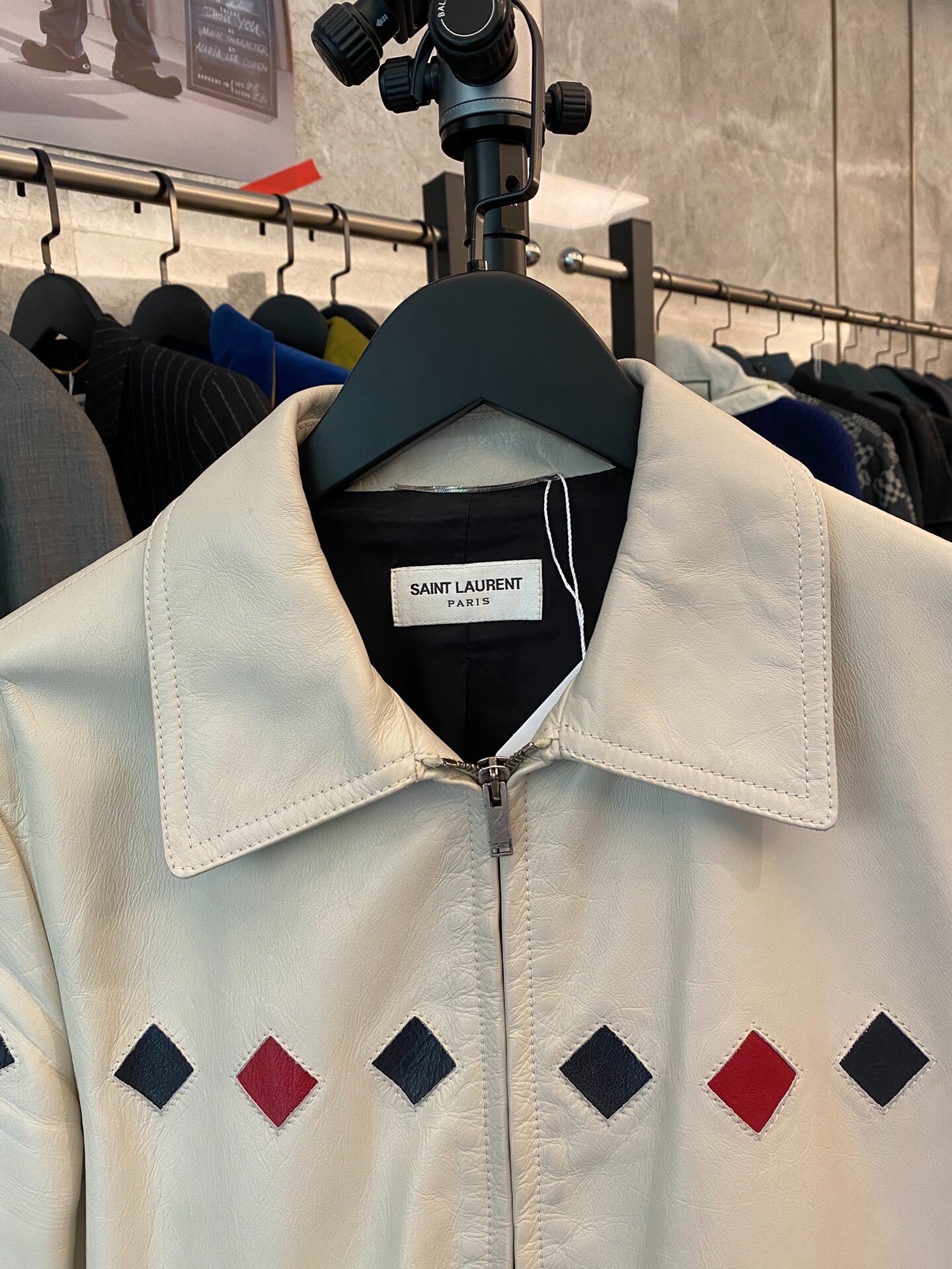 Saint Laurent Diamond Patch Leather Jacket