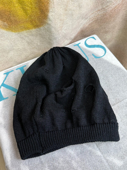 Yohji Yamamoto Distressed Black Beanie