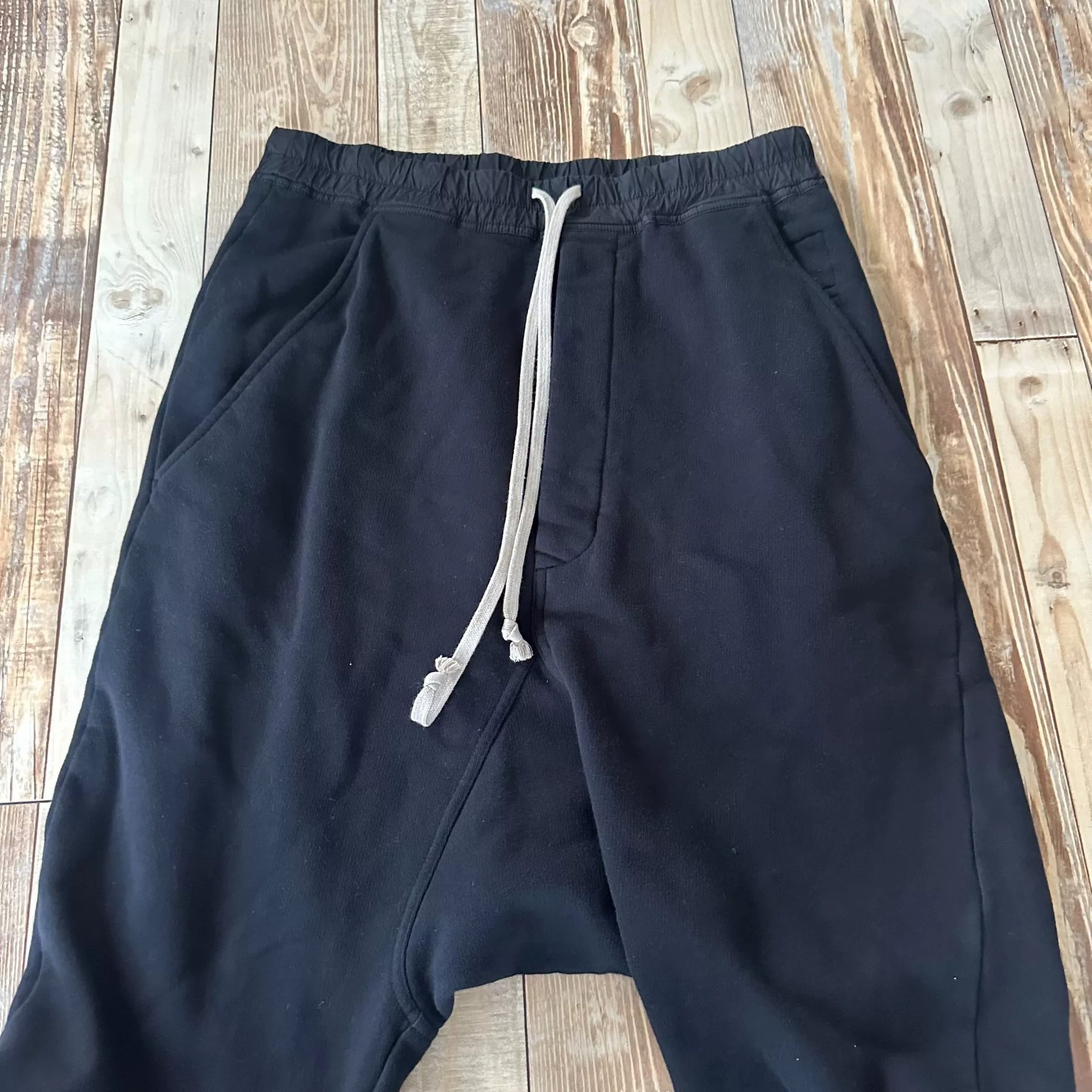 Rick Owens Black Drop-Crotch Sweatpants
