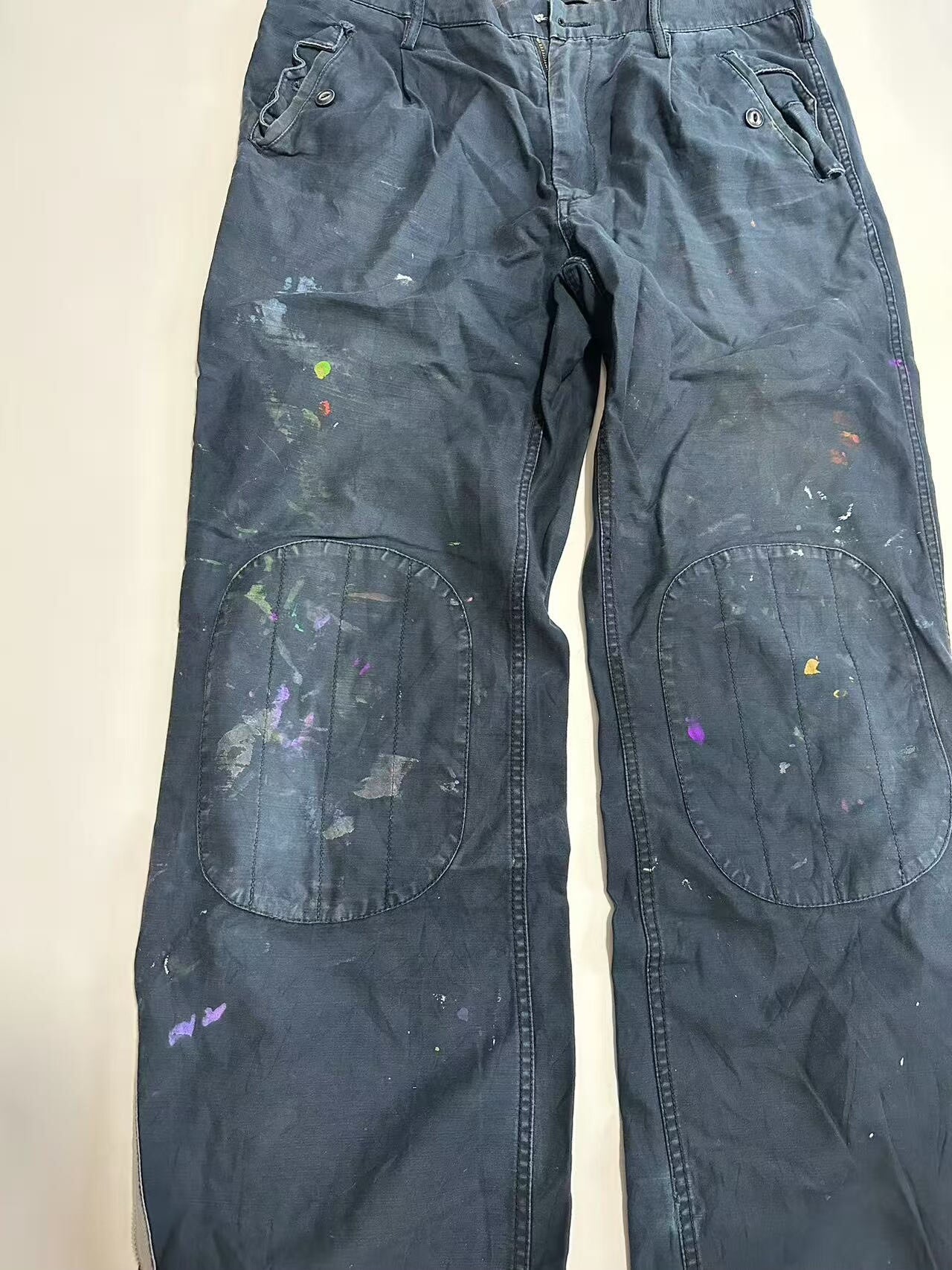 vintage pants with splatter paint design