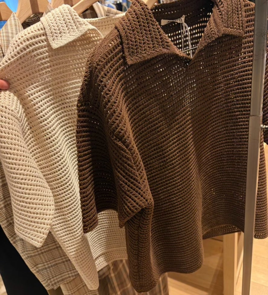 AURALEE Tussah Silk Cotton Mesh Knit Tee