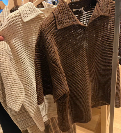 AURALEE Tussah Silk Cotton Mesh Knit Tee