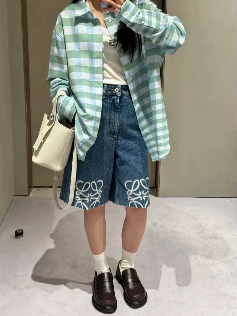 Loewe 2024 Blue Green Plaid Shirt