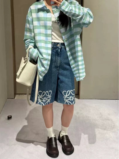 Loewe 2024 Blue Green Plaid Shirt