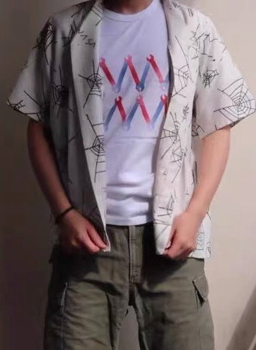 visvim spot wide tee with unique print