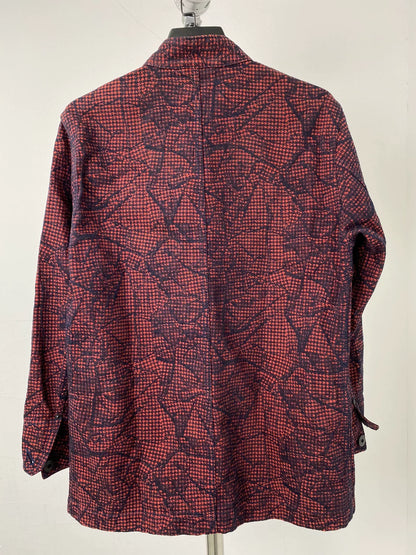 issey miyake men red brown patterned jacket