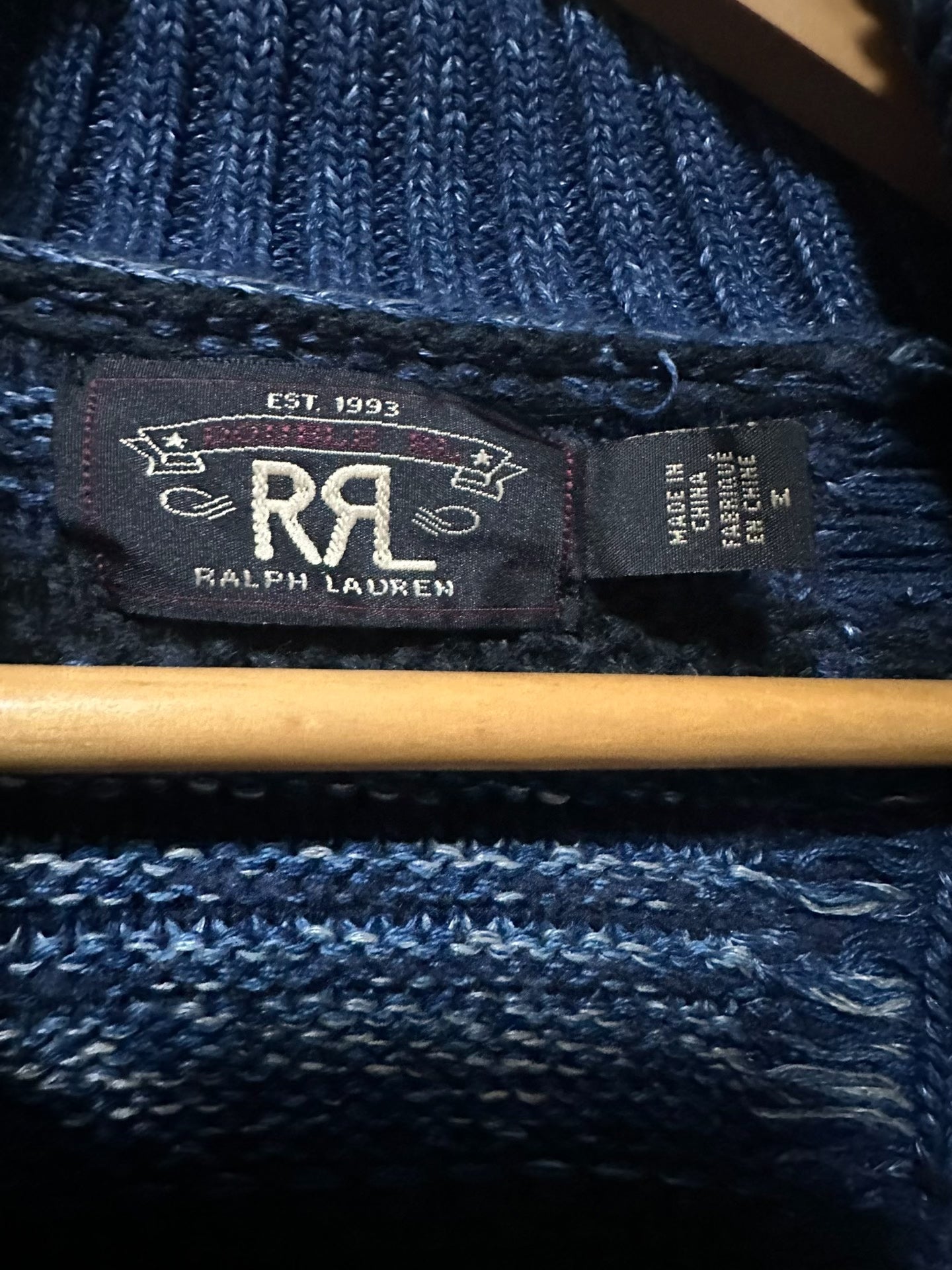 RRL Indigo Dyed Shawl Collar Zip Cardigan