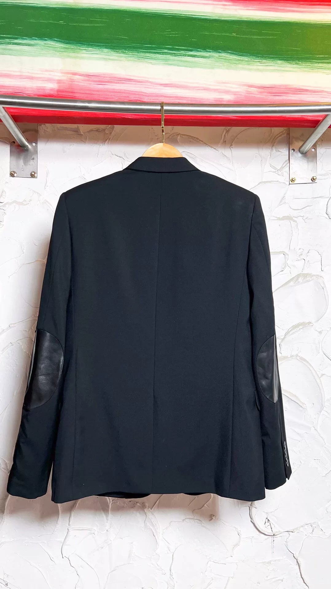 Saint Laurent Men's Leather Elbow Blazer