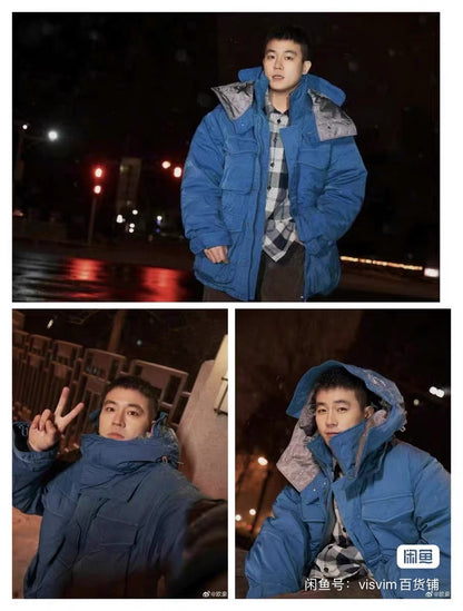 visvim krupa down jacket in blue