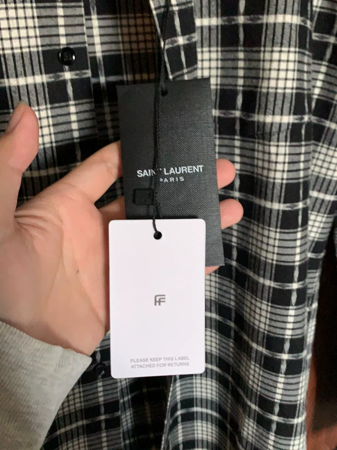 Saint Laurent Black White Plaid Shirt