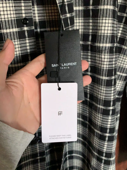 Saint Laurent Black White Plaid Shirt
