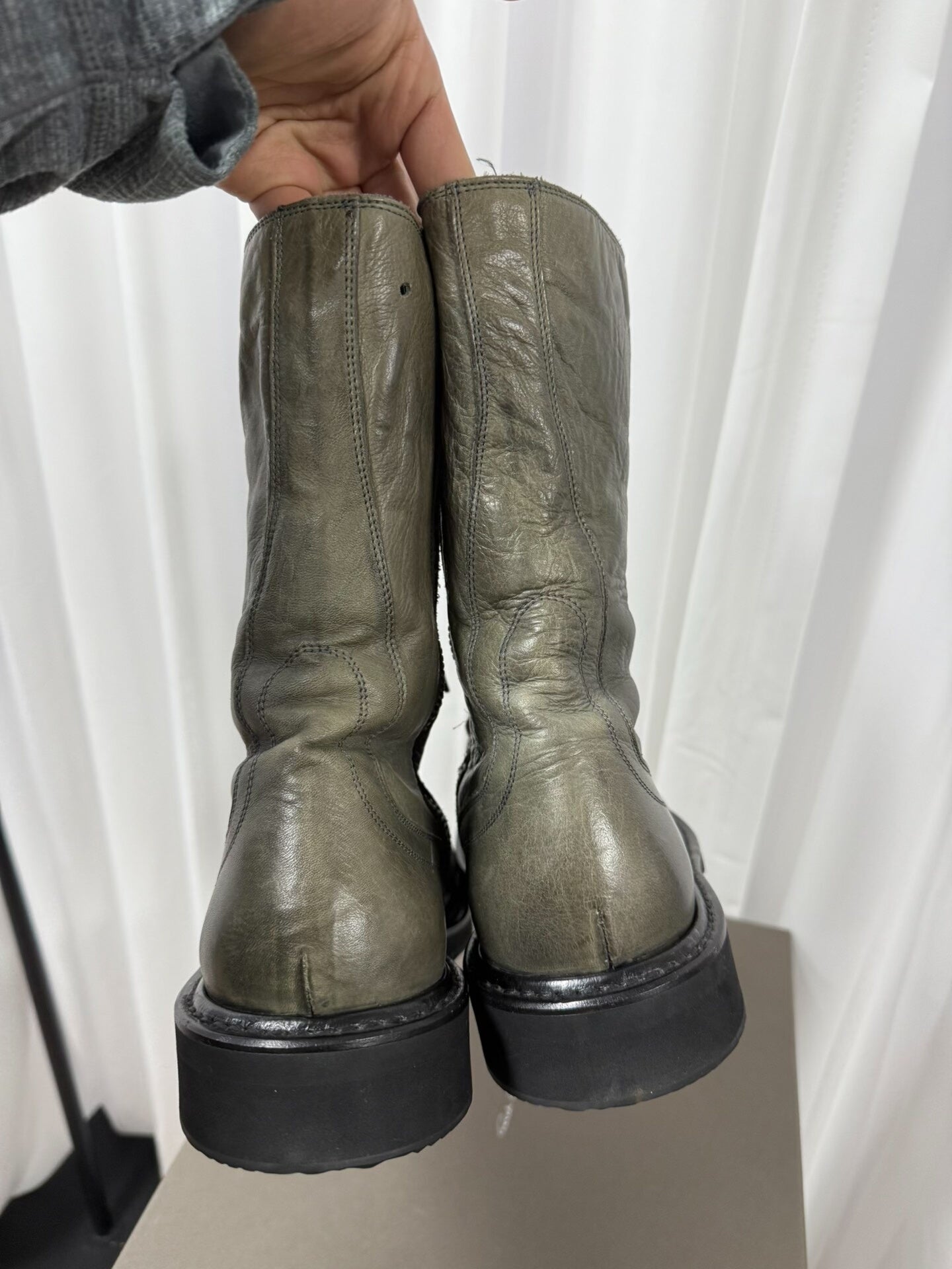 rick owens stylish combat boots, size 41