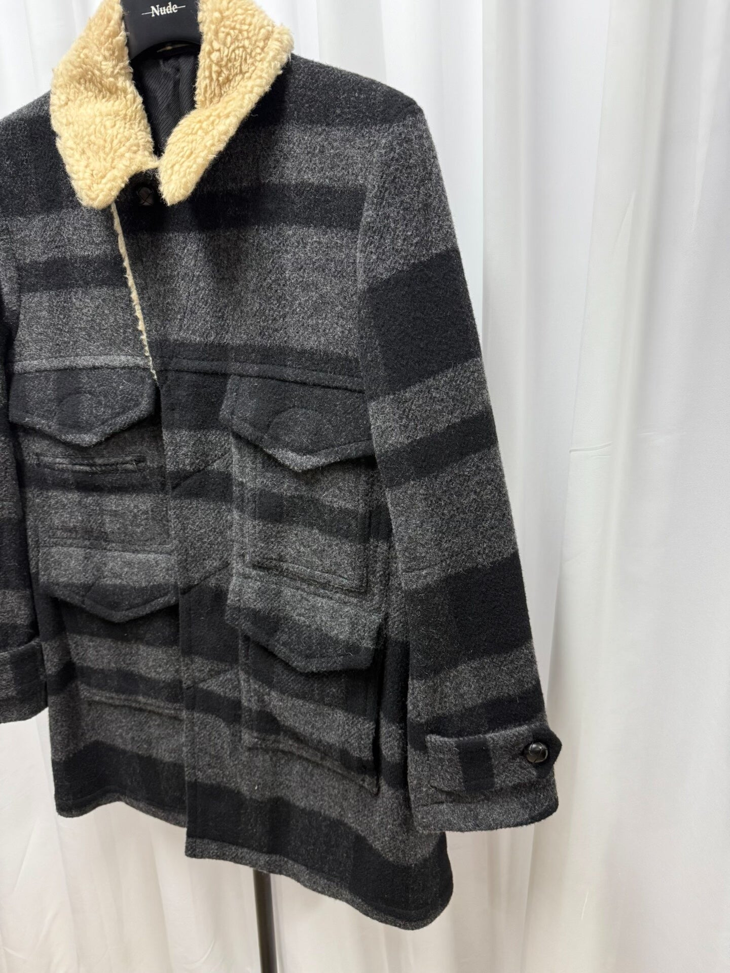 wool coat with faux fur collar