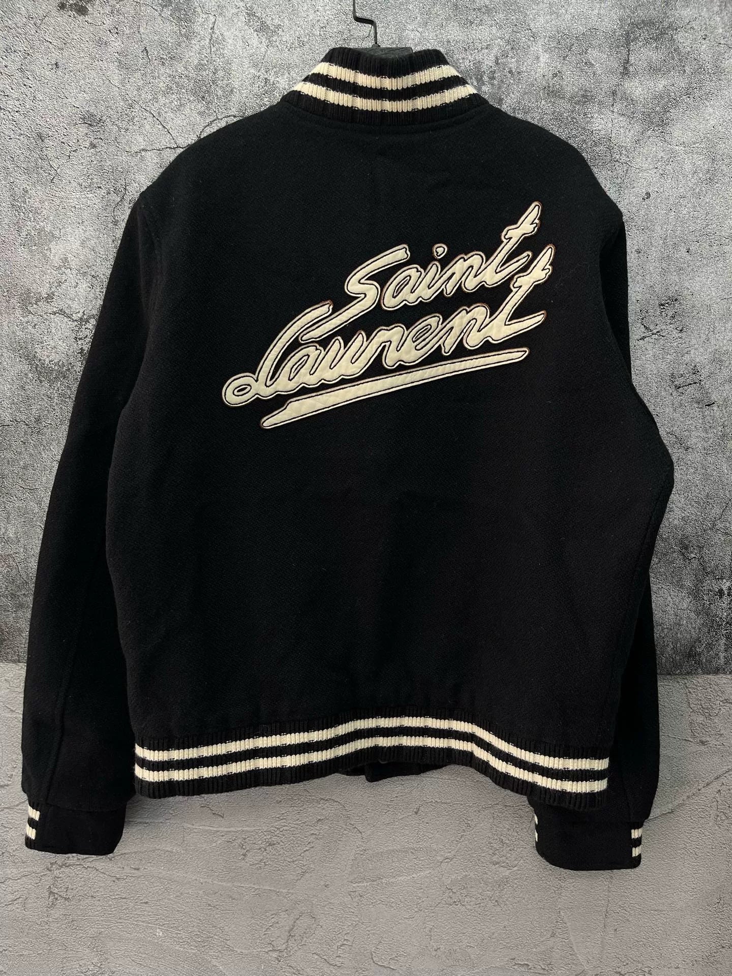 Saint Laurent Letter Embroidery Baseball Jacket