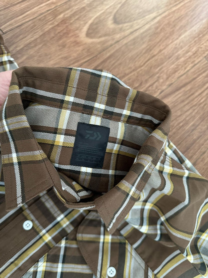 daiwa pier39 tech elbow patch flannel shirt