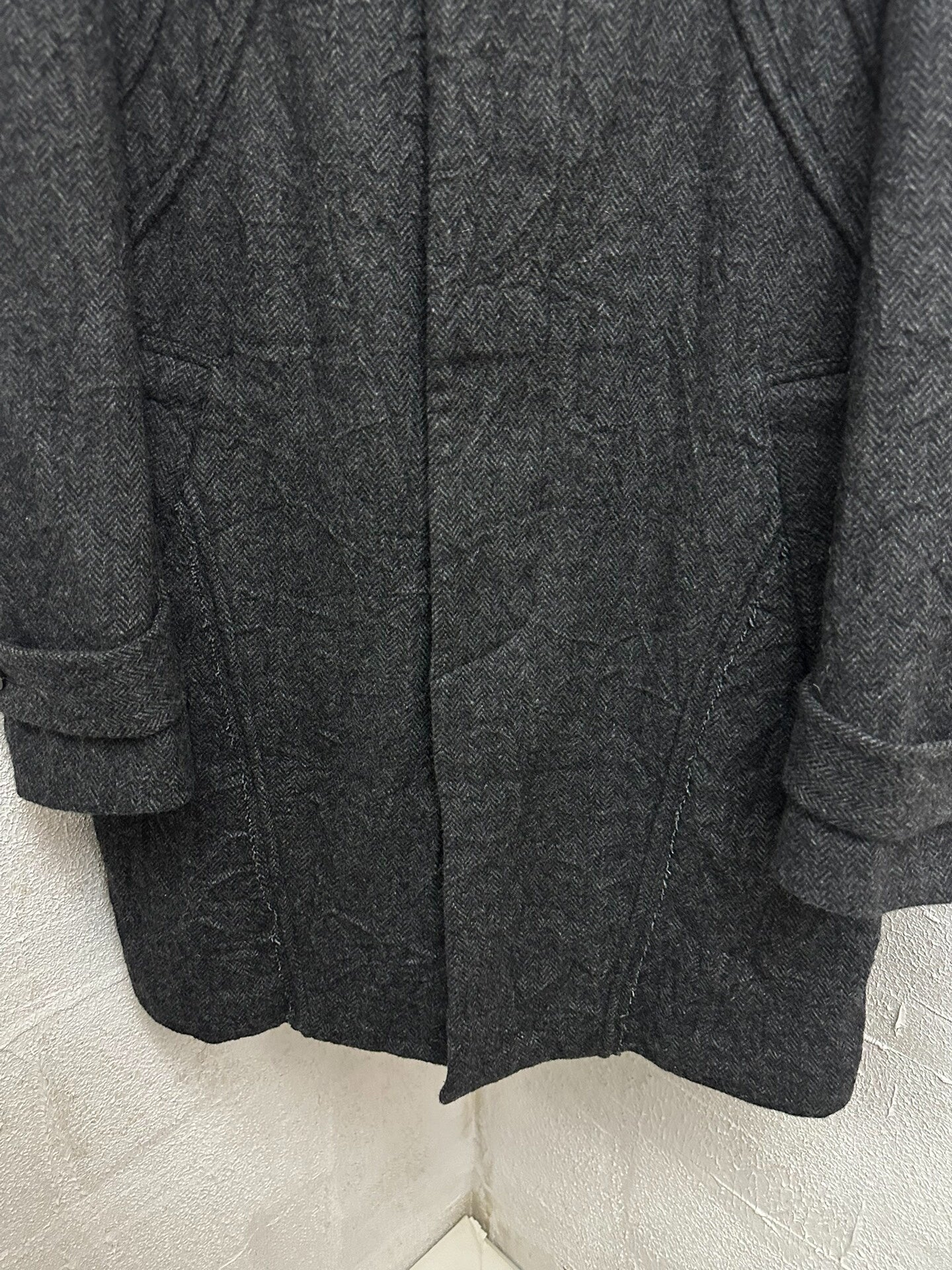 yohji yamamoto wool coat with unique design