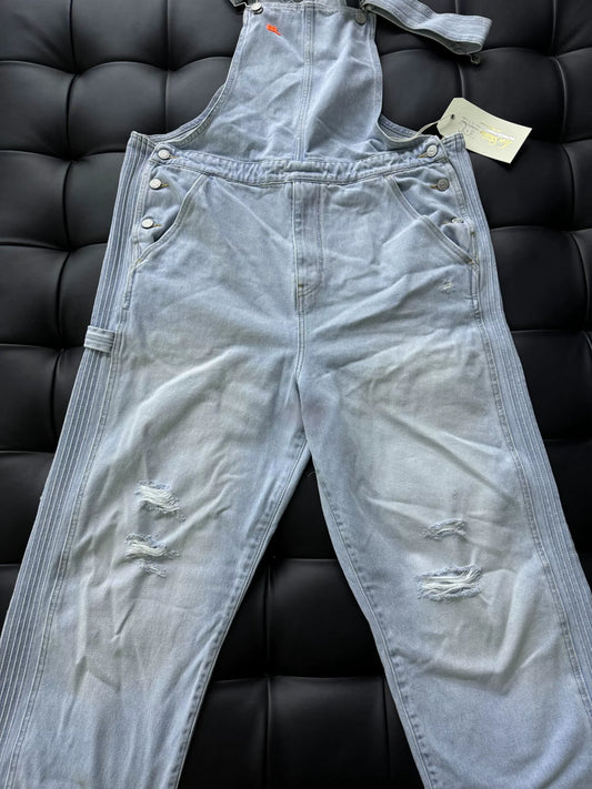 ERL Denim Overalls with Distressed Detail