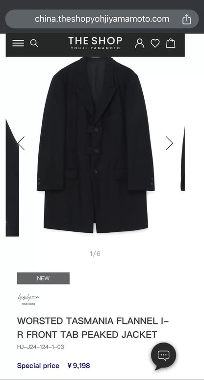 yohji yamamoto flannel long jacket