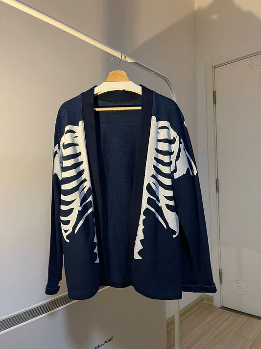 kapital bone cardigan with skeleton design
